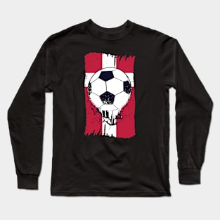 Vintage Danish Flag with Football // Retro Denmark Soccer Long Sleeve T-Shirt